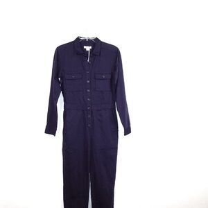 Outerknown SEA suit jumpsuit Navy Blue Women's long sleeve linen blend coveralls